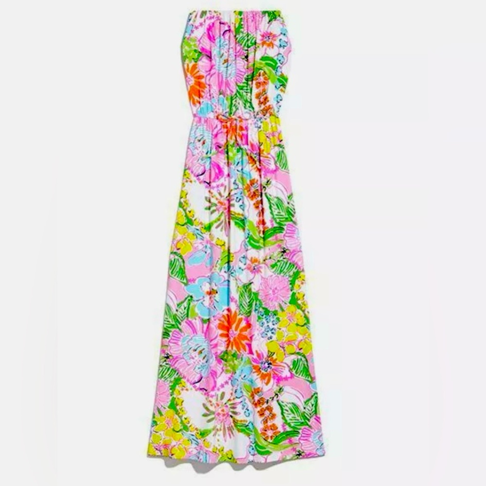 Lilly Pulitzer for Target Dress Small Nosey Posey Maxi Dress Strapless Floral